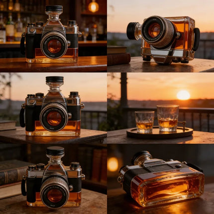 Camera-Shaped Glass Decanter - Creative Wine Bottles & Carafes, Artistic Wine Containers for Red  Family Collections