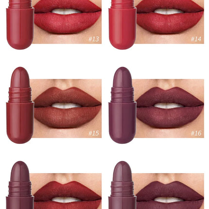 Capsule Lipstick Set 18 Colors Long Lasting Waterproof Glitter Sparkling Shimmer Lip Gloss Moisturizing Glossy Non-stick Cup
