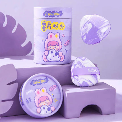 Lishu 6pcs Dry Wet Usable Makeup Cosmetic Puff Sponge Cushion Blendering Puff for Foundation Powder Soft and Cute