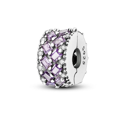 925 Sterling Silver Purple Series Butterfly Aries Gemini Safety Chains Fit Original Bracelet DIY Jewelry Making Gift For Women