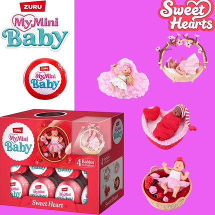 ZURU My Mini Baby Sweet Hearts Mystery Capsule surprise Baby Doll Toy with Accessories Collectible by Valentine's Day gift