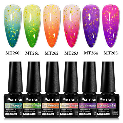 7ml Glitter Thermal Gel Nail Polish Temperature Color Changing Semi Permanent Soak Off Varnish For Manicure Gel Nail Supplies