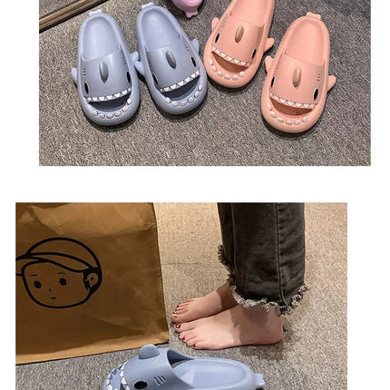 New Shark Slippers for Women Men Shoes Shark Flip Flops Beach Slides Female Home Slipper Bathroom Non-Slip Thick Sandals Couples