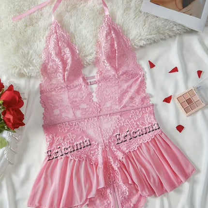 Push Up Women's Hollow Erotic Lingerie Set Lace Transparent Underwear Slim Fit Erotic Bra Set Lace Sexy Fashion Sleepwear Dress