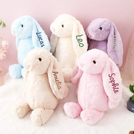 Personalized Cute Plush Bunny Super Soft Custom Stuffed Animal with Embroidered Name on Ear Ideal for Birthday Kid Children Gift