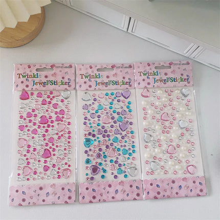 Large Love Diamond Sticker Ins3D Korean Diamond Decorative Handbook Sticker Face Sticker Children's and Girls' Crystal Diamonds