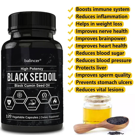 Black Cumin Seed Oil - Supports Immune, Cardiovascular, Hair, Skin, Digestive & Respiratory Health, Promoting Overall Well-being