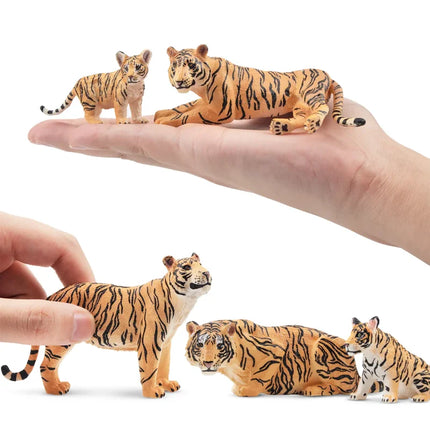 6Pcs Simulation Tiger Family Wildlife Animals Model Toy Mini Tigers Figures Dolls Action Figurines Toys for Children Set Gift