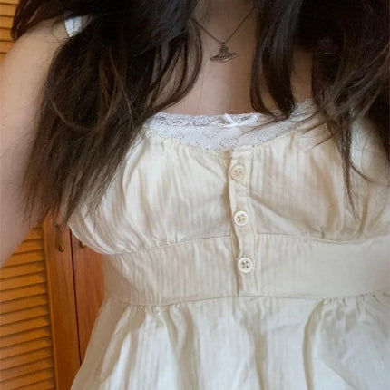 Xingqing Ruffle Top Buttons Y2K Kawaii Women Crop Tops Cute E-girl Short Sleeve T-shirt Sweet Fairy Core Clothes Summer 2024 Vest