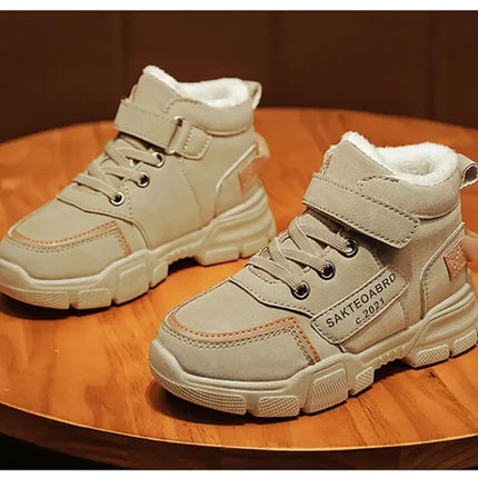 Winter Children's Boots Boys Plus Cashmere Thicken Warm Snow Boots Girls Non-slip Outdoor Boots Student Shoes Hiking Shoes