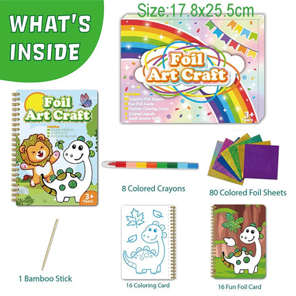 Kids Fun Foil Art Set Montessori Drawing Toy Animal Colouring Book Kindergarten DIY Crafts Creative Activity Toys Christmas Gift