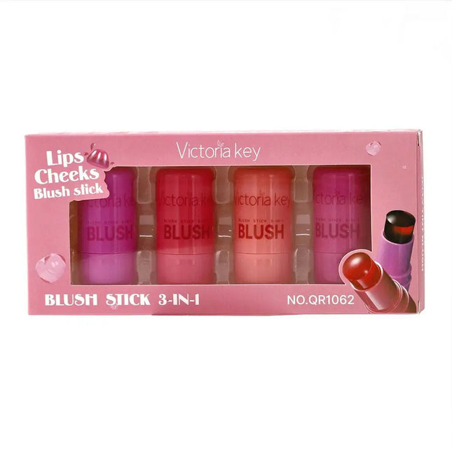 4pcs Original Jelly Blush Stick Milk Makeup Lasting Brightens Facial Cheek Stick Moisturizing Flash Lip Gloss Lip Gloss Face