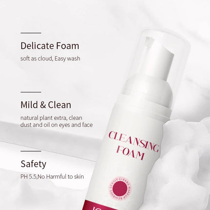 ICONSIGN 60ml Lash Shampoo Brush Kit Professional Lash Foam Cleanser Pump Design No Stimulation Eyelash Mousse Lash Glue Remover