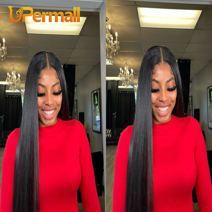 Upermall 5X5 6X6 7X7 Pre Plucked Swiss Lace Closure Straight Body Wave Transparent Can Be Bleached Brazilian Human Hair On Sale