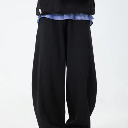Split-seam Textured Casual Pants for Men Oversized Curved-leg Trousers Draping Relaxed Fit American-Style Athletic Sweatpants