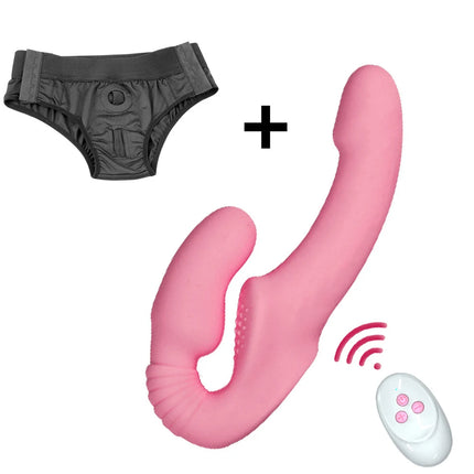 10 Speeds Strapless Strapon Dildo Vibrator Female Double Vibrating G Spot Adult Sex Toys For Women Couple Anal Prostate Massager