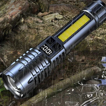 Super Bright COB LED Flashlight USB Rechargeable Zoomable With Side Light Waterproof Torch Camping Hiking Emergency Outdoor