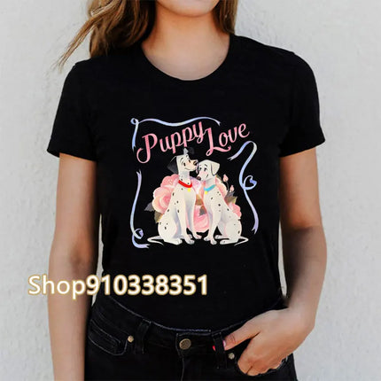 T-shirts Women Anime Tee Kawaii Animal Tshirt Dogs Graphic Cartoon 101 Dalmatian Short-sleeved Female Harajuku Clothes
