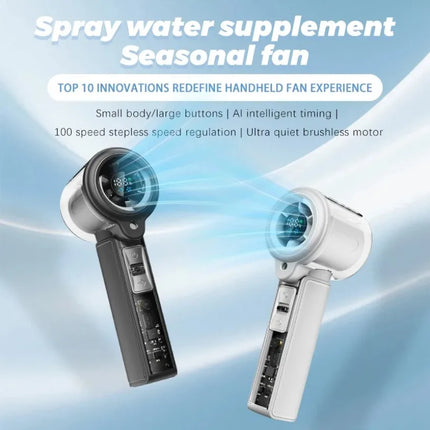 Handheld Electric Fan Cool Water Replenishing Spray Fan LED Display for Outdoor Office Protable Rechargeable Outdoor Small Fan
