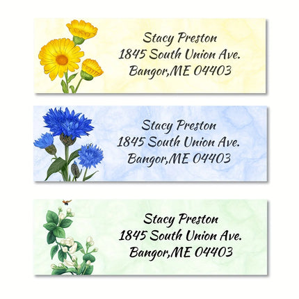 6.35*1.9CM  Custom Personalized Return Address Labels - 10 Styles Floral Designs,Self-Adhesive Stickers,Suit for Any Occassion