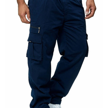 Men's Multi Pocket Casual Work Pants - Breathable Fabric | Machine Washable Regular Fit Soft Shell Pants | Outdoor Casual