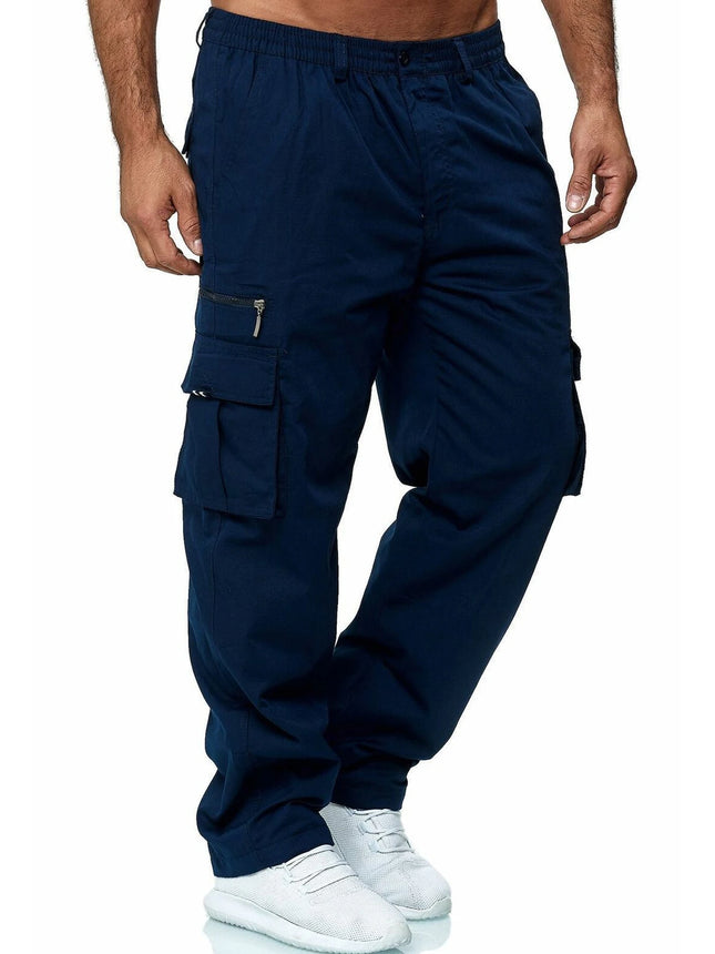 Men's Multi Pocket Casual Work Pants - Breathable Fabric | Machine Washable Regular Fit Soft Shell Pants | Outdoor Casual