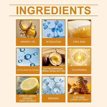 Turmeric Lemon Lip Balm Brightening Moisturizing Softens Lip Skin Protective Lip Care Cream for Dry Chapped Lips Daily Hydrating