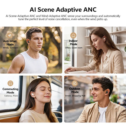 QCY MeloBuds A30 Wireless Earbuds 60dB Adaptive AI Scene ANC 8-Mic 3-Device Connect Bluetooth Earphones LDAC Hi-Res Headphones