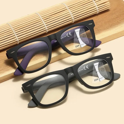 Vintage Progressive Multifocal Reading Glasses Women Men Large Square Presbyopia Eyeglasses Stylish Anti-blue Computer Eyewear