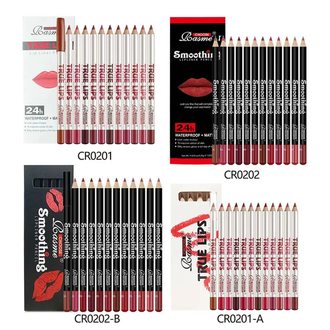 12 Pcs Long-Lasting Lipstick Set with Professional Lip Liner Pencil and Matte Lip Gloss for Women Valentine's Day Gifts