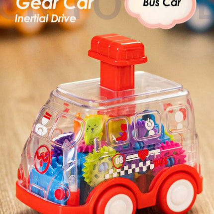 Children's Cartoon Press Gear Car Toy Lnertia Pull-back Transparent Car Baby Puzzle Sliding Toy Child Boy Girl 1-3 Year Old Gift