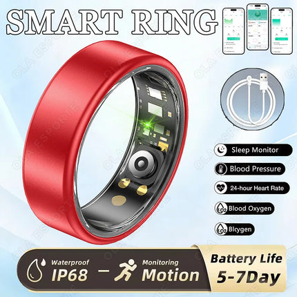 2026 New Multicolor Smart Ring Men Women Heart Rate Blood Oxygen Sleep Monitoring Waterproof Multi-Functional Sports Smartring