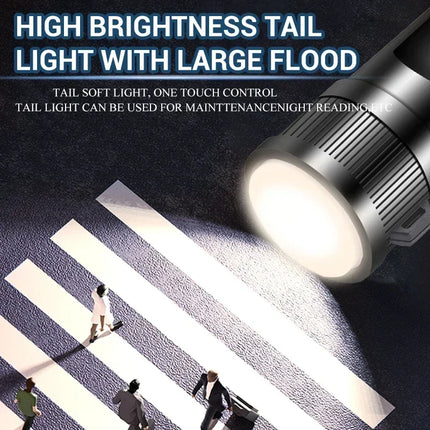 High Power LED Flashlight Long Range Tactical Torch Telescopic Zoom USB Rechargeable Portable Lamp For Outdoor Emergency Fishing