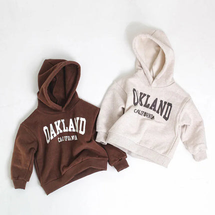 2025 Autumn Winter Kids Hoodie Fleece Thicken Boys Girls Letters Printed Hooded Sweatshirt Children Warm Loose Tops Casual Cloth
