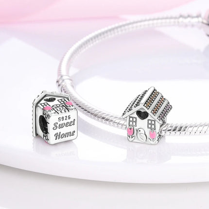 Charm Hot Sales 925 Sterling Silver Charms Beads CZ pave Round Charms Fit Original Bracelet Necklace Charms Jewelry Gift DIY