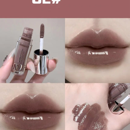 NEW Water Glazed Mirror Lip Gloss Makeup Crystal Nude Jelly Moisturizing Lip Glaze Long Lasting Black Liquid Lipstick Cosmetics