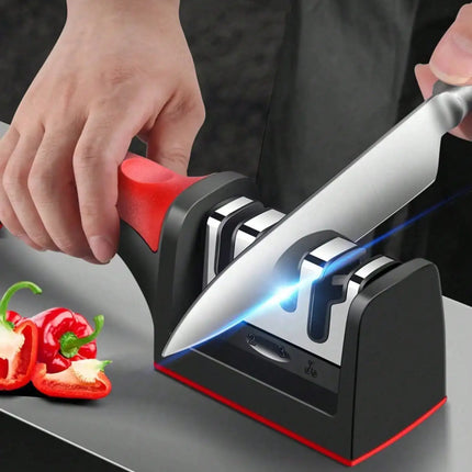 2 Pack 3 Stage Knife Sharpener Multi Function Quick Sharpening Tool With Non-Slip Base Portable Small Kitchen Gadget Household Chef Knife Accessories