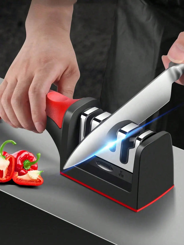 2 Pack 3 Stage Knife Sharpener Multi Function Quick Sharpening Tool With Non-Slip Base Portable Small Kitchen Gadget Household Chef Knife Accessories
