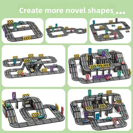 Creative Colorful Window Magnetic Sheet Children DIY City Road Car Model Track Magnetic Block Splicing Puzzle Toy Gift For Kids