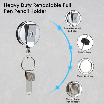 Retractable Pen Holder For Carpenters Workers Nurses Waiters Universal Pen Lanyard Retractable With Belt Clip And Key Ring New