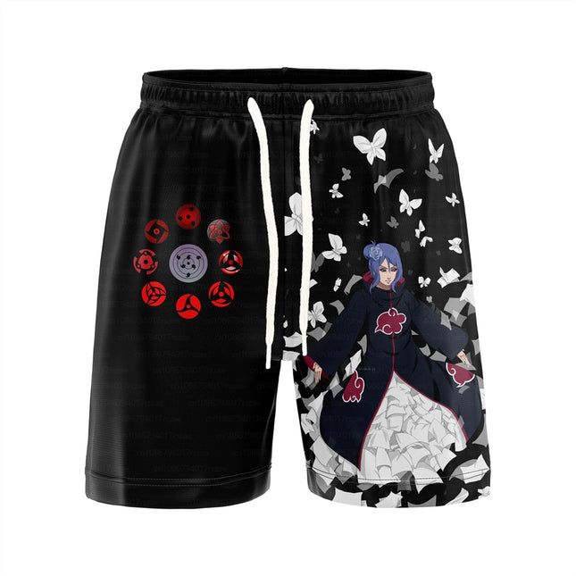 Naruto Anime Figure Uchiha Itachi 3D Print Shorts Men's Fashion Classic Black Casual Pants Breathable Sportwear Boy Beach Shorts