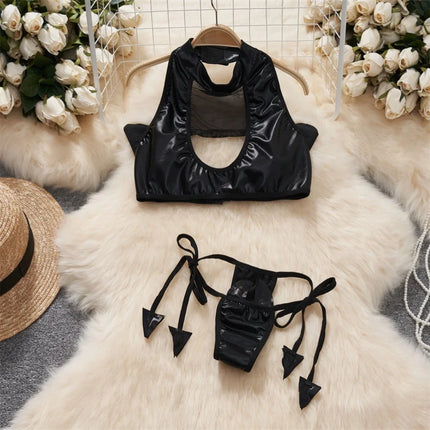 Cute Gray Rabbit Ear Hood Top Sexy Backless Slim Fit Bodysuit Zip Sleeveless Women Sexy Erotic Lingerie Bunny Cosplay Playsuit