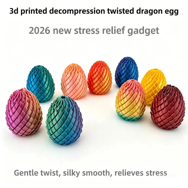 /2026new product 3D Printing Dragon Egg Stress Relief Model, Deformable Twist Egg, Creative Stress-Relief Gadget Desk Ornament