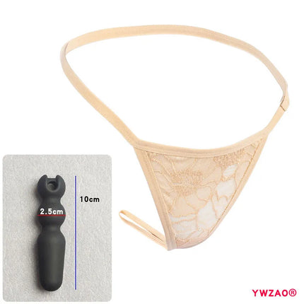 YWZAO Lace Skin-toned Underwear Ass Butt Plug Lingerie Toys For Invisible Dildo Anus Anal Fisting Ladies Thong Panties Adult N27