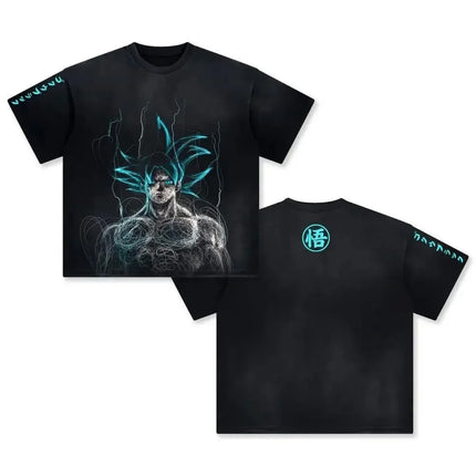 2026 Summer Dragon Ball Majin Vegeta Vintage Anime T-shirt Men's Pure Cotton Washed Tees Casual Loose Sports Daily Short Sleeve