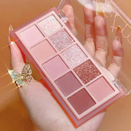 10 Colors Eye Shadow Palette Glitter Pearly Eyeshadow Nude Shiny Long Lasting Waterproof Charming Eyes Make Up Palette Cosmetics