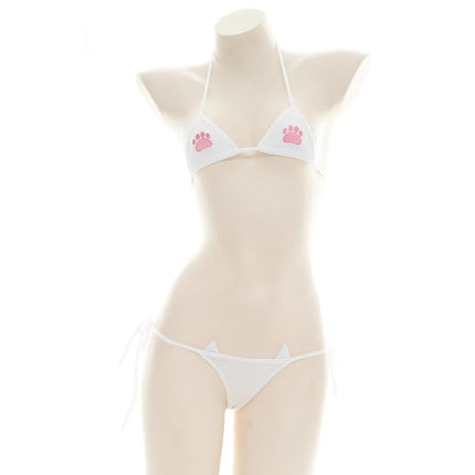 Sexy Lingerie Lolita Kawaii Blue Pink White Striped Mini Bikini Adult Cosplay Erotic Costumes Bra Women Underwear Set