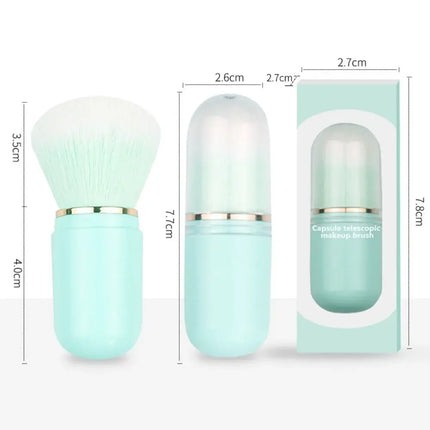Portable Telescopic Makeup Brush Kabuki Capsule-shape Multifunctional Travel Makeup Brushes Soft Hair Powder Blush Beauty Tools