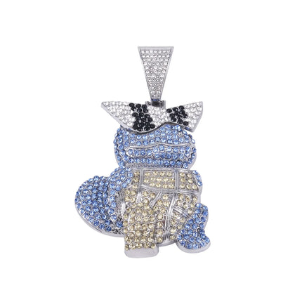 Anime Diamond Squirtle Pendant Necklace Men's and Women's Fashion Cuban Chain, Children's Holiday Gift