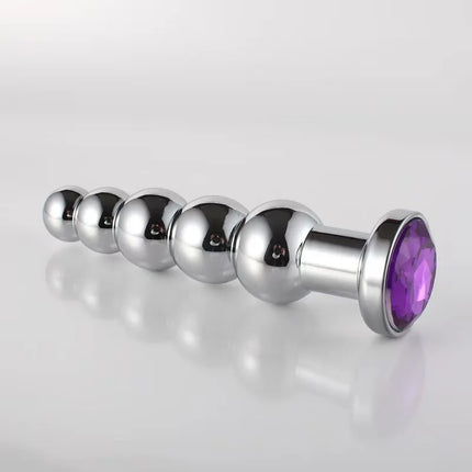 Stainless Steel Prostate Massage Butt Plug Heavy Anus Beads with 5 Balls Sex Toys for Men/ Women/Gay Metal Anal Plugs